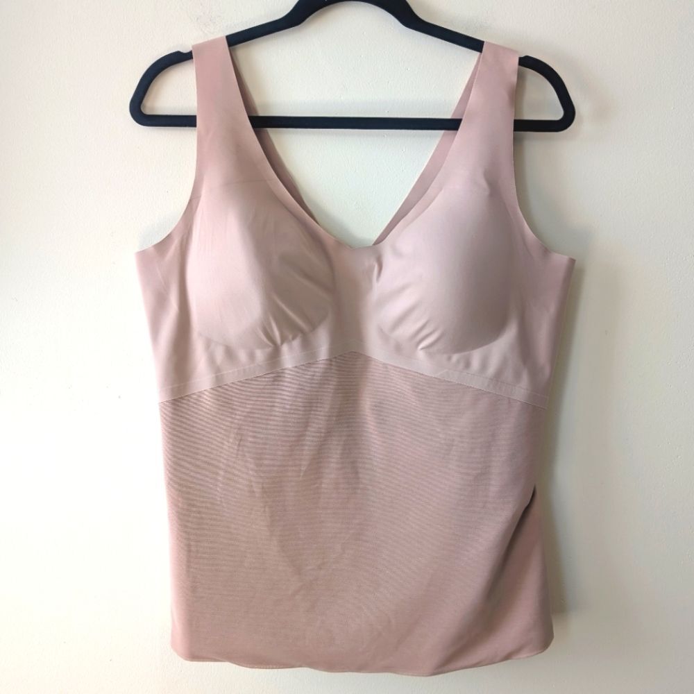 Honeylove LiftWear Tank Seamless Shapewear Wide Band V-Neck Sand 2X - Picture 4 of 8